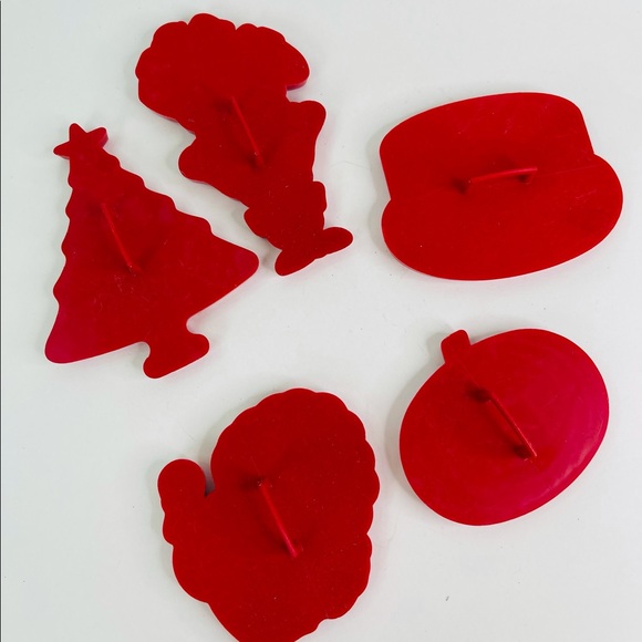 Vintage Tupperware Cookie Cutter Holiday Set Red Plastic 5 Cutters - Picture 2 of 7